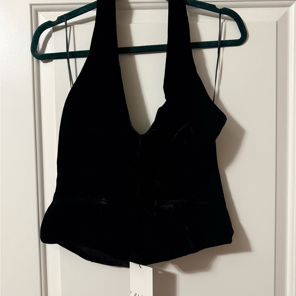 Elegant Black Halter Crop Top
